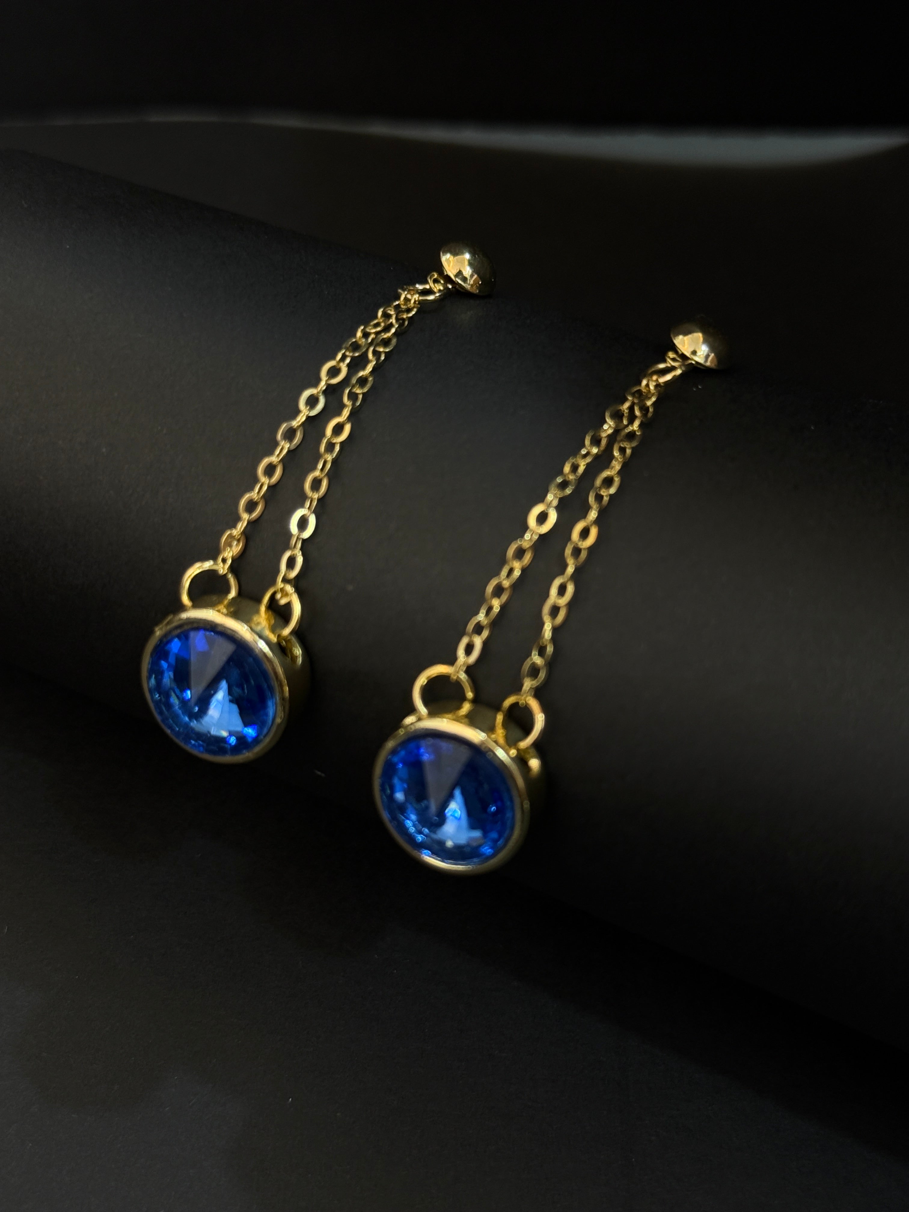 Sapphire Dangle Earrings-Mivanaa